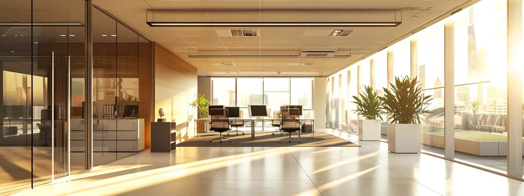 a sleek, modern office room features a sophisticated, customized hvac system installation, showcasing precise ductwork and advanced control panels, emphasizing energy efficiency and tailored design for optimal performance.