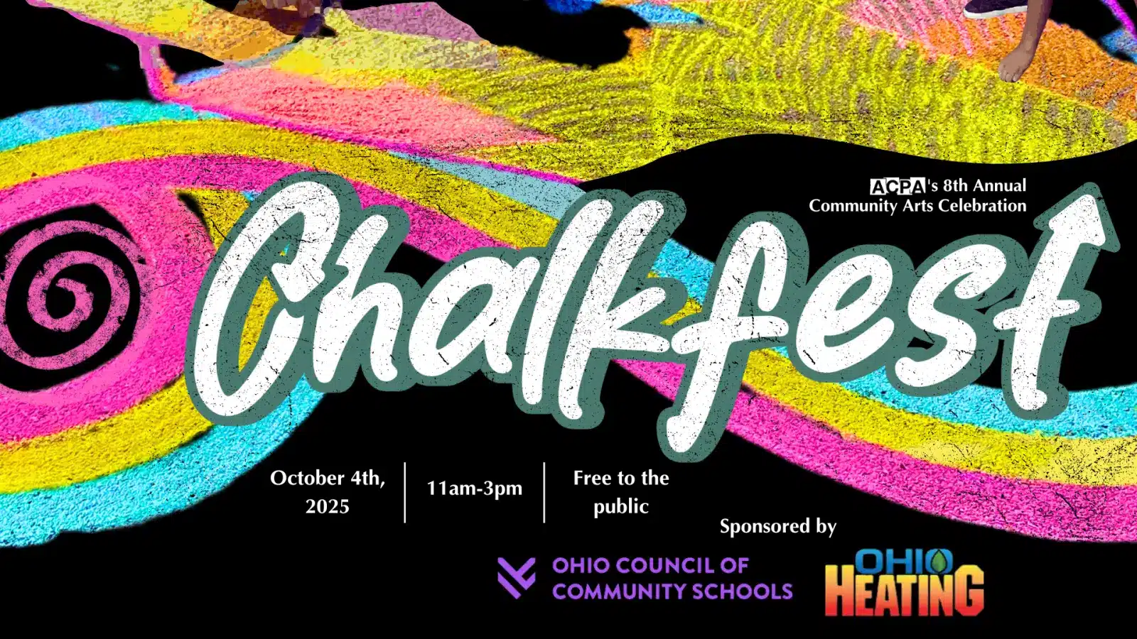 Colorful chalk art festival announcement